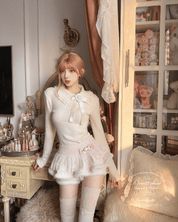 ミューズ レースハーフネック きれいめリブトップス