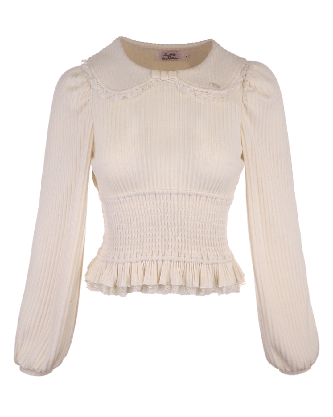 miu系 ドールカラー ウエストシェイプ ニットブラウス